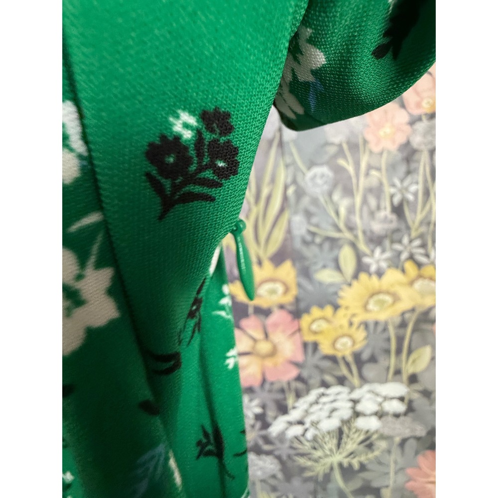 Banana Republic Green Floral Square Neck Flutter Sleeve Midi Dress Size M - Picture 6 of 9